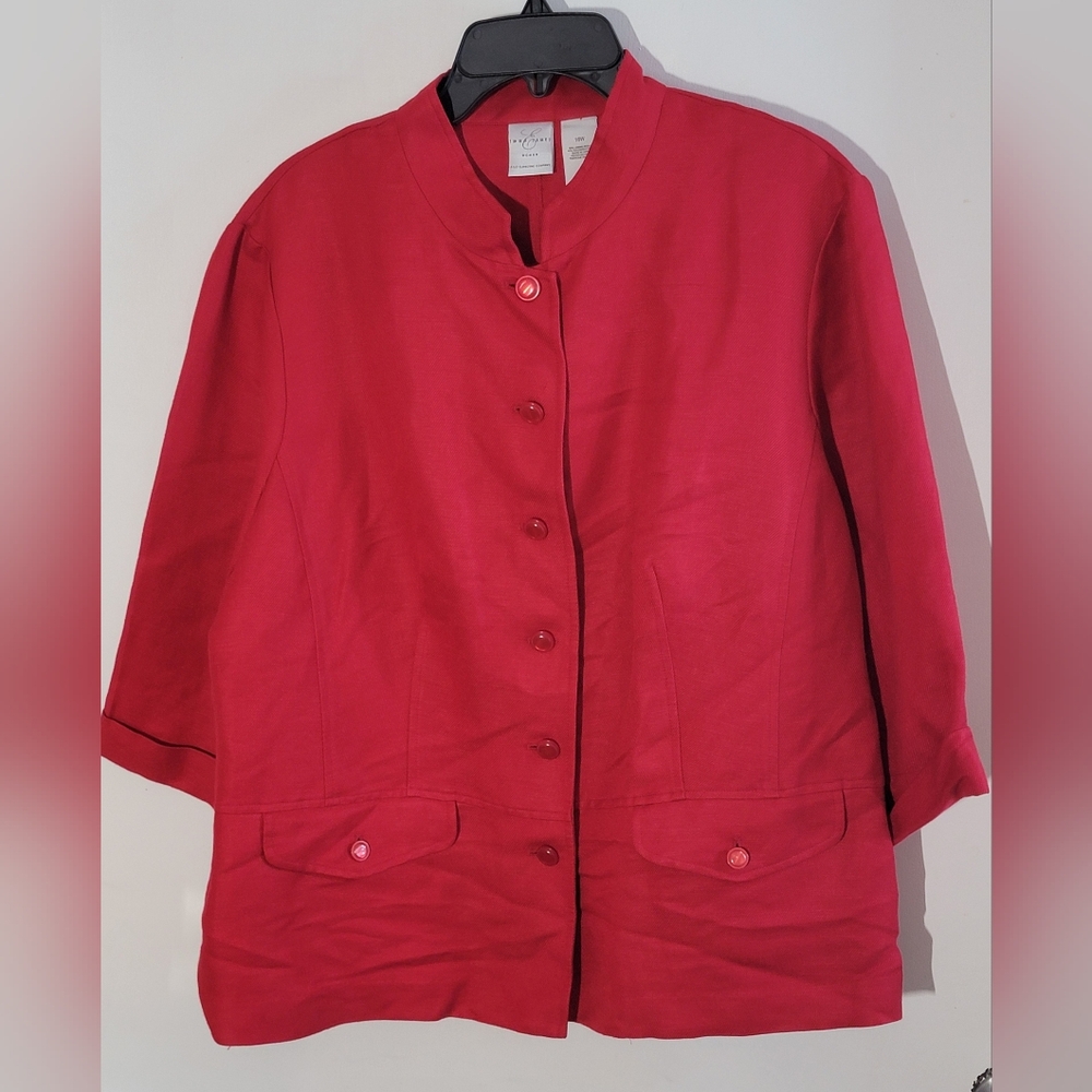 Linen / Rayon Blend Red Blazer Jacket SZ 16W